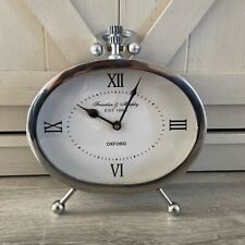 Franklin & Murphy Classy Metal Oval Table Clock Oxford Silver picture