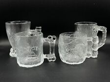 McDonald’s FLINTSTONES Clear Frosted Mugs Set of 4 Glass Mugs (1994) picture