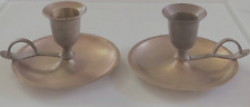 Vintage India Small Brass Candlestick Set with finger grip picture