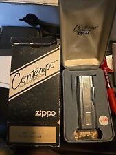 Vintage Fluted Chrome Contempo Zippo With Box picture