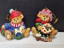 2 VTG Teddy Bear Christmas Ornaments Winter Home Interiors Cherries Horse Ball picture