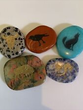 Lot Of 5 Totem Native American Animal Stones Coyote Bull Bison Squirrel Crow picture