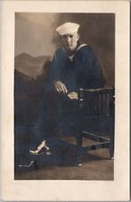 Real Photo RPPC Postcard Young Sailor in Uniform / Studio Portrait c1930s picture