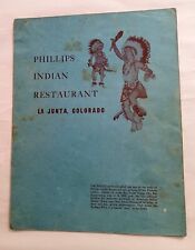 Vintage Menu Phillips Indian Restaurant La Junta Colorado Cheeseburger 45 Cents picture