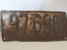 1938 Wisconsin License Plate Vintage Original #97-696 Decor for Man cave picture