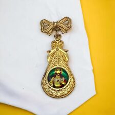 Vintage Sacred Heart Jesus Pendant Charm Dangle Avon Bow Pin Large Ornate Icon 5 picture