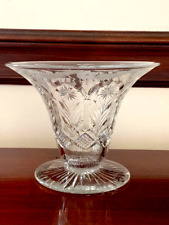 Victorian Hand Cut Vase Bowl Glass Delicate Detailed Floral picture