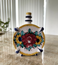 Antique Modra Ceramic Flask/Decanter Decoration - Handmade In Czechoslovakia picture