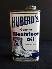 Antique HUBERD'S Genuine Neatsfoot Oil Compound 1/2 Fluid Pint Can - Pre-owned picture