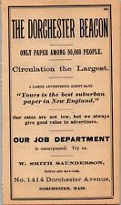 The Dorchester Beacon W. SMITH SAUNDERSON 1894 Boston Almanac Ad picture