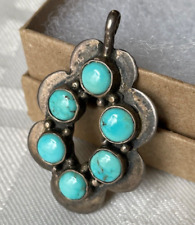 RARE RALPH TAWANGYAOUMA HOPI 1930- 50s ANTIQUE STERLING SILVER TURQUOISE PENDANT picture