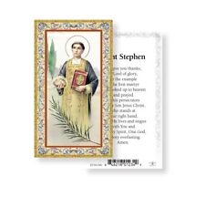 Saint St. Stephen with Prayer - gold trim- Paperstock Holy Card picture