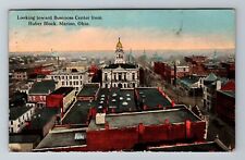 Marion OH-Ohio, Looking Toward Business Center, Antique, Vintage c1914 Postcard picture