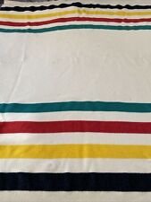 Vintage Mariposa 100% Wool Blanket 4 Stripe Camp Blanket Bedding 82x64”  READ picture