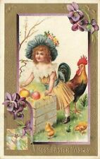 c1910 Girl Chicks Hen Eggs Germany  Easter P304 picture