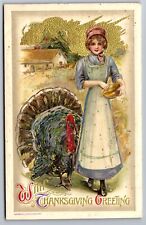 1910 THANKSGIVING WINSCH SCHMUCKER  LADY TURKEY TO CASTROVILLE, CA Postcard P52 picture