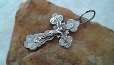 VINTAGE STERLING SILVER 925 LARGE DETAILED ORTHODOX CRUCIFIX 