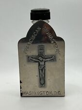 Antique FRANCISCAN MONASTERY WASHINGTON D.C. Holy Water Bottle w/Metal Holder picture