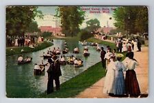 Detroit MI-Michigan, Belle Isle, Grand Canal, Antique Vintage c1911 Postcard picture