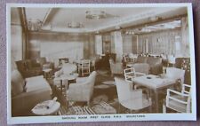 Vintage RPPC Steamship RMS Mauretania First Class Smoking Room Excellent picture