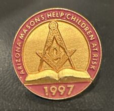Vintage Masonic Arizona Masons Help Children 1997 Pin Square & Compass Tie Tack picture