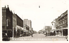 Postcard Dodge City, Kansas: Second Ave Looking North, RPPC, c1940s, Cars, Signs picture