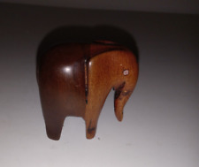 Vintage Wooden Hand Carved Elephant Statue Figurine Sculpture 2” Tall picture