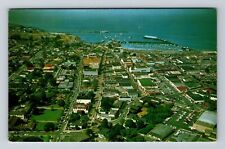 Monterey CA-California, Aerial Downtown Monterey and Bay, Vintage Postcard picture