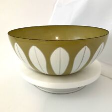VINTAGE CATHRINEHOLM 8” GREEN AND WHITE LOTUS BOWL Norway Enamel MCM Mid Century picture