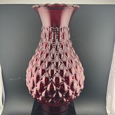 Fenton Glass Quilted Oil Lamp Shade Ruby Red Vintage  Very Nice 9” picture