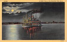 A Night View of the Beautiful Ohio River 1950 Postcard 7674 picture