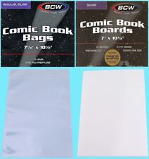 10 BCW REGULAR COMIC BOOK BAGS with FLAP & BACKING BOARDS Clear Archive Storage picture
