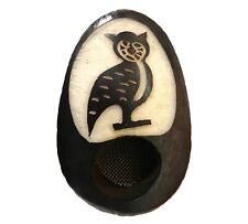 Owl Tagua Nut Bowl Mini Smoking Pipe Handmade Natural Carved Spirit Animal Art picture