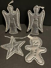 Punched Tin Christmas Ornaments Primitive Country set of 4 NEW picture