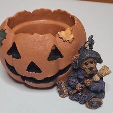 Vintage 1996 Boyds Bears Emma The Witchy Bear Pumpkin Halloween Votive  picture