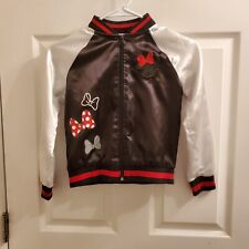Little Girls Disney Bomber Jacket Minnie Mouse Red & Black Sequins Coat Size M picture