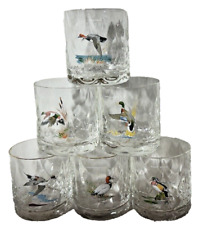 Set Of 6~Ned Smith~Waterfowl Ducks~Lowball Rock Glass~Old Fashion Tumblers~Vtg picture