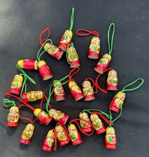 24 Matryoshka Dolls Wooden Russian Christmas Ornaments Hand Painted -S81 picture
