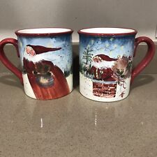 Beautiful Certified International Enchanted Santa Coffee Tea Mugs Cups picture