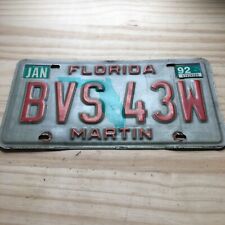 Vintage 1992 JAN Florida Martin Map Logo License Plate BVS 43W picture