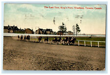 1913 The Last Turn, King's Plate, Woodbine, Toronto Canada CA Cancel Postcard picture