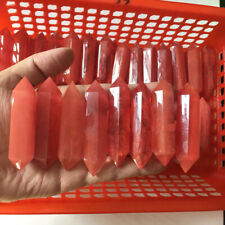 10Pcs AAA Natural Red Smelting Quartz Crystal Point Double Terminated Wand Stone picture