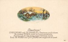 Christmas Greetings Messages & All Good Thoughts Wishes Vintage Postcard picture