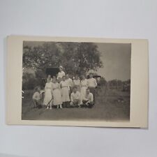 Antique 1916-1917 RPPC Family Gathering 14 Person AZO Unposted Horsed Cart Buggy picture