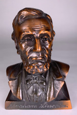 Abraham Lincoln vintage original bronze/brass bust coin bank 21839 picture