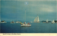 Squall Coming to Boothbay Harbor Maine Sailboats Vintage Postcard Posted 1975 picture