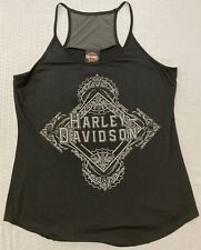 NEW GENUINE HARLEY DAVIDSON HT4683BLK Women's MED Cowgirl Emblem Tank BLACK picture