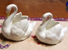 2 Vintage Mold of Holland Swan Ceramic Planter Figurines Stamped MOH  picture