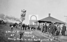 Railroad Train Station Depot Cherry Illinois IL Reprint Postcard picture