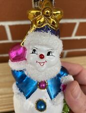 Neiman Marcus Happy Snowman In Blue Suit Christmas Ornament Made in Poland 2004 picture